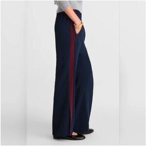 Madewell Navy Wide-Leg Joggers with Burgundy Side Panel